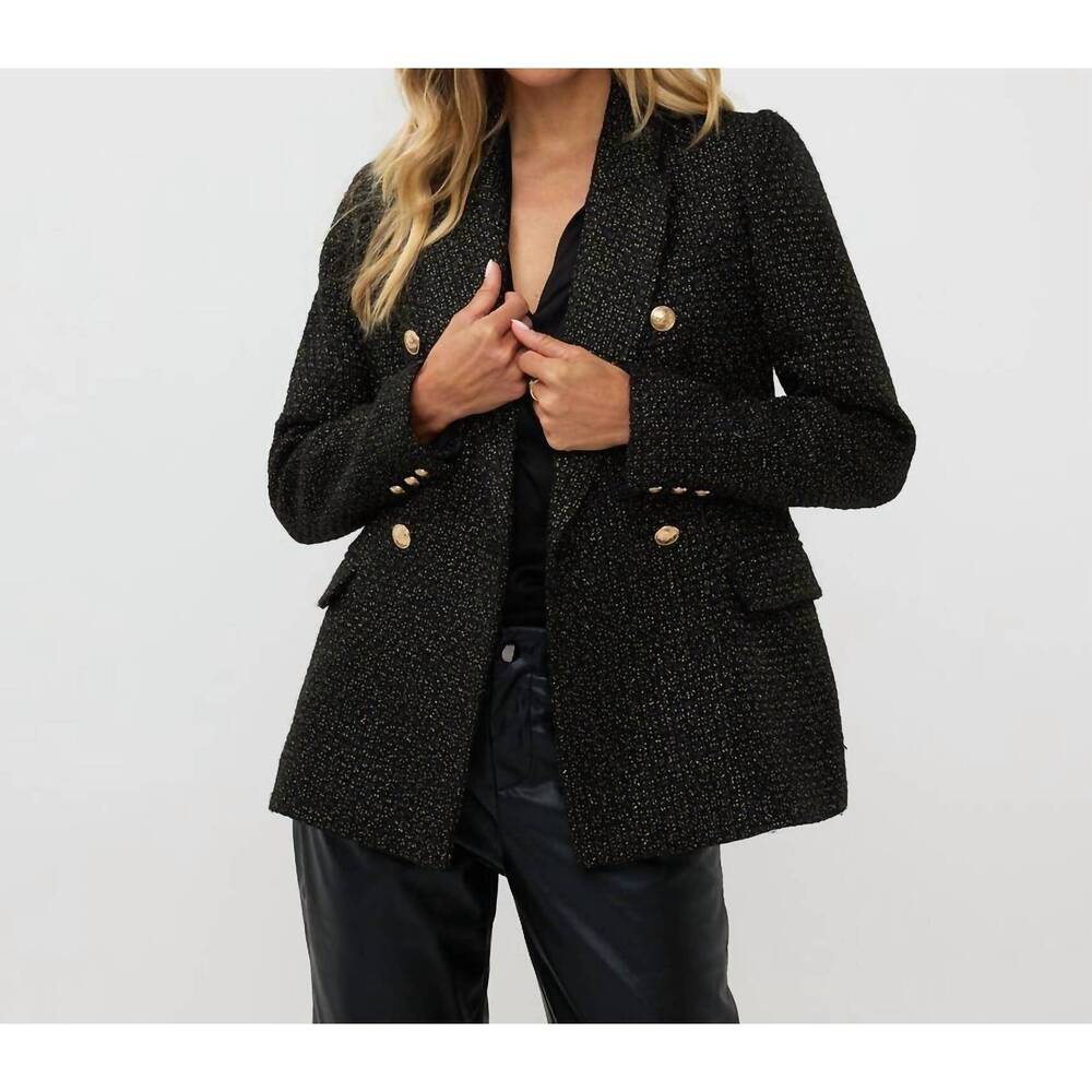 NEW ESQUALO brigida boucle blazer in black gold